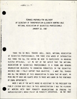 Remarks Prepared for Delivery by Secretary of Transportation Elizabeth Hanford Dole National Association of Securities Professionals