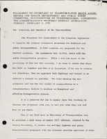 Statement of Secretary of Transportation Brock Adams Before the Senate Environment and Public Works Committee Subcommittee on Transportation Concerning the Administrations Proposed Highway Legislation