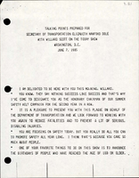 Talking Points Prepared for Secretary of Transportation Elizabeth Hanford Dole with Willard Scott on the Today Show