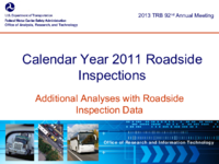 Calendar Year 2011 Roadside Inspections  Additional Analyses with Roadside Inspection Data
