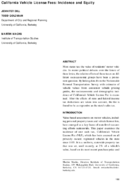 California Vehicle License Fees Incidence and Equity