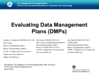 Evaluating Data Management Plans DMPs Researchers Development of a Data Management Plan Session 2 for Federal Aviation Administration