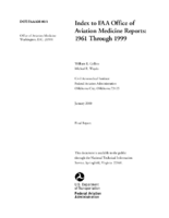 Index to FAA Office of Aviation Medicine Reports 1961 through 1999
