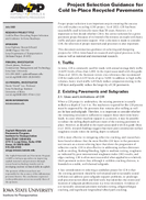 Project Selection Guidance for Cold InPlace Recycled Pavements Brief