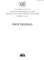 Thirteenth Annual US DOE LowLevel Waste Management Conference Proceedings