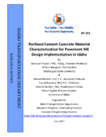 Portland Cement Concrete Material Characterization for Pavement ME Design Implementation in Idaho