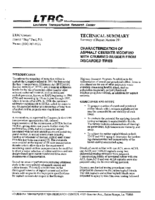 Characterization of Asphalt Cements Modified With Crumbed Rubber From Discarded Tires Technical Summary