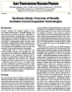 Synthesis Study Overview of Readily Available Culvert Inspection Technologies Summary