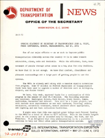 Opening Statement by Secretary of Transportation John A Volpe Press Conference