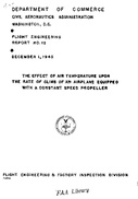 The Effect of Air Temperature upon the Rate of Climb of an Airplane Equipped with a Constant Speed Propeller