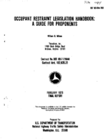 Occupant Restraint Legislation Handbook A Guide for Proponents