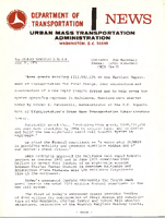 Department of Transportation News Urban Mass Transportation Administration UMTA 7670