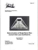 Determination of Single Barrel Box Culvert Inlet Loss Coefficients