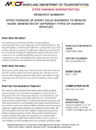 Effectiveness of Short Solid Barriers to Reduce Noise Generated by Different Types of Highway Vehicles Research Summary