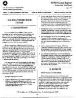 TDM Status Report  Guaranteed Ride Home