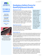 Developing a Uniform Process for Quantifying Research Benefits Summary