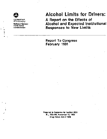 Alcohol Limits for Drivers A Report on the Effects of Alcohol and Expected Institutional Responses to New Limits Report to Congress