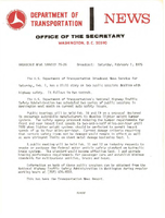 Department of Transportation News Releases for February 1975