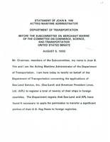 Statement of Joan B Yim Acting Maritime Administrator Department of Transportation before the Subcommittee on Merchant Marine of the Committee on Commerce Science and Transportation