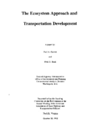 The Ecosystem Approach and Transportation Development