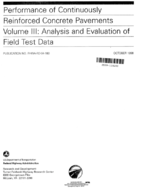 Performance of Continuously Reinforced Concrete Pavements Volume III  Analysis and Evaluation of Field Test Data