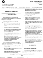 TDM Status Report Parking Pricing