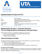 Implementation Product Executive Summary of The FiveStage Workforce Development Lifecycle Project