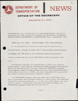 Remarks by US Secretary of Transportation Claude S Brinegar at the American Transit Associations Transbus Model News Conference