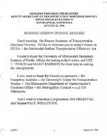 Deputy Secretary of Transportation Mortimer Downey Speeches August 1996