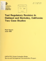 Taxi Regulatory Revision in Oakland and Berkeley California Two Case Studies