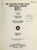 Cost Evaluation for Nine Federal Motor Vehicle Safety Standards Vol V FMVSS 213