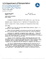 Department of Transportation News Releases August 1977