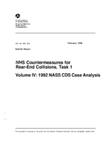 IVHS Countermeasures For RearEnd Collisions Task 1 Volume Iv 1992 Nass Cds Case Analysis Interim Report