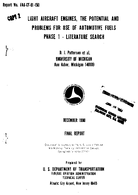 Light Aircraft Engines the Potential and Problems for Use of Automotive Fuels Phase 1  Literature Search