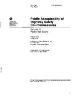 Public Acceptability of Highway Safety Countermeasures Volume IV Pedestrian Measures