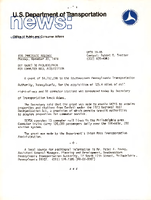 US Department of Transportation News Office of Public and Consumer Affairs UMTA 7885 DOT Grant to Philadelphia for Commuter Rail Acquisition