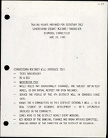 Talking Points Prepared for Secretary of Transportation Elizabeth Dole at the Congressman Stewart McKinney Fundraiser