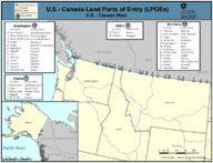 Border Crossing Map USCanada West