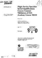 Flight Service Specialist Initial Qualifications Course Content Validation of FAA Academy Course 50232