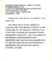 FAA Administrator James B Busey Speeches January 1990