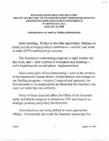 Deputy Secretary of Transportation Mortimer Downey Speeches August 1995