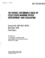 An Audible Automobile BackUp Pedestrian Warning DeviceDevelopment and Evaluation