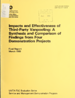 Impacts and Effectiveness of ThirdParty Vanpooling A Synthesis and Comparison of Findings from Four Demonstration Projects