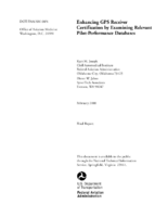 Enhancing GPS Receiver Certification by Examining Relevant PilotPerformance Databases Final Report