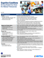 Cognitive Conditions DrivingRelated Fact Sheet For Medical Professionals
