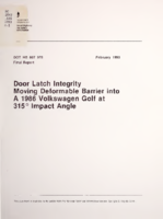 Door latch integrity moving deformable barrier into a 1986 Volkswagen Golf at 315 impact angle