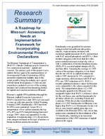 A Roadmap for Missouri Assessing Needs an Implementation Framework for Incorporating Environmental Product Declarations Summary