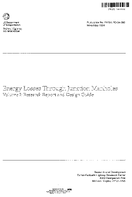 Energy Losses Through Junction Manholes Volume I Research Report and Design Guide