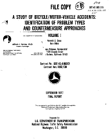 A Study of BicycleMotorVehicle Accidents Identification of Problem Types and Countermeasure Approaches Volume 1