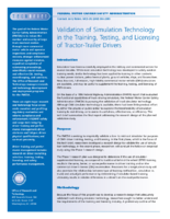Validation of Simulation Technology in the Training Testing and Licensing of TractorTrailer Drivers